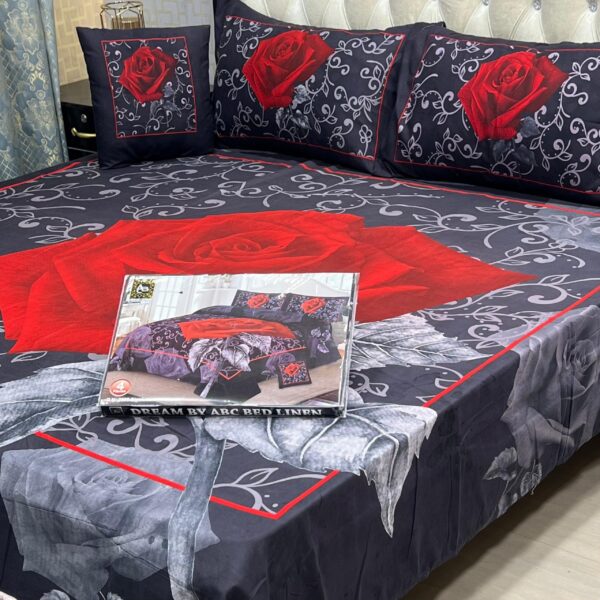 3D Panel Bed Sheet Set with Cushion & Pillow – Premium Crystal Cotton | OneBucketPK
