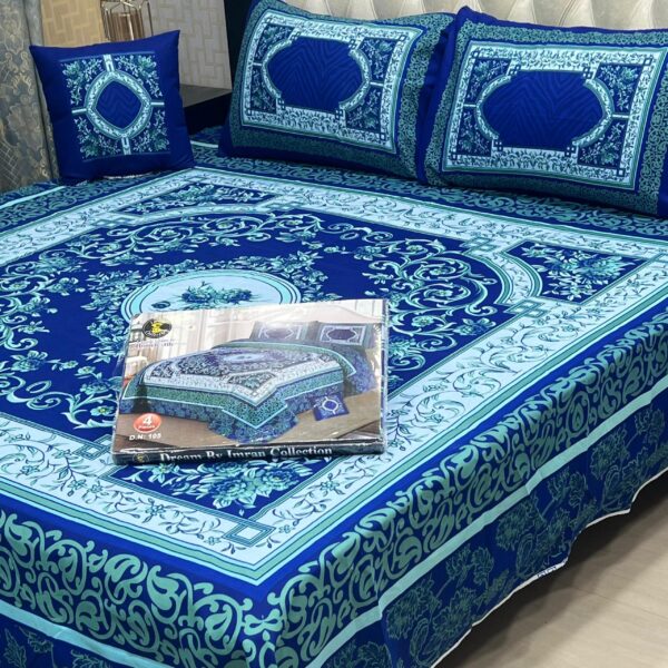 3D Panel Bed Sheet Set with Cushion & Pillow - Premium Crystal Cotton | OneBucketPK