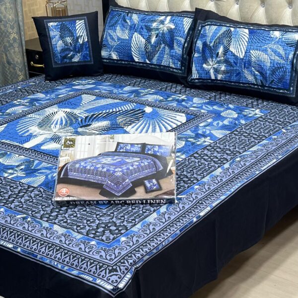 3D Panel Bed Sheet Set with Cushion & Pillow – Premium Crystal Cotton | OneBucket