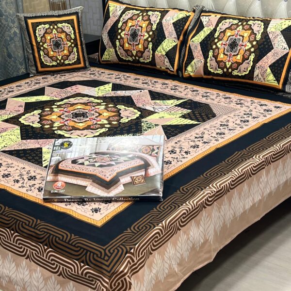 3D Panel Bed Sheet Set with Cushion & Pillow – Premium Crystal Cotton | OneBucket
