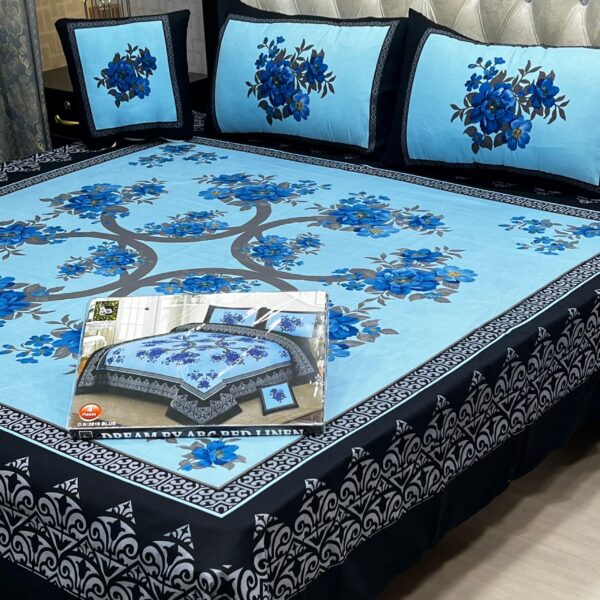 3D Panel Bed Sheet Set with Cushion & Pillow – Premium Crystal Cotton | OneBucket