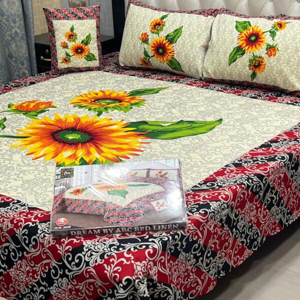 3D Panel Bed Sheet Set with Cushion & Pillow – Premium Crystal Cotton | OneBucket