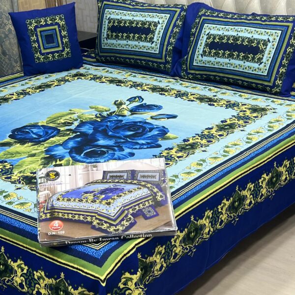 3D Panel Bed Sheet Set with Cushion & Pillow – Premium Crystal Cotton | OneBucket