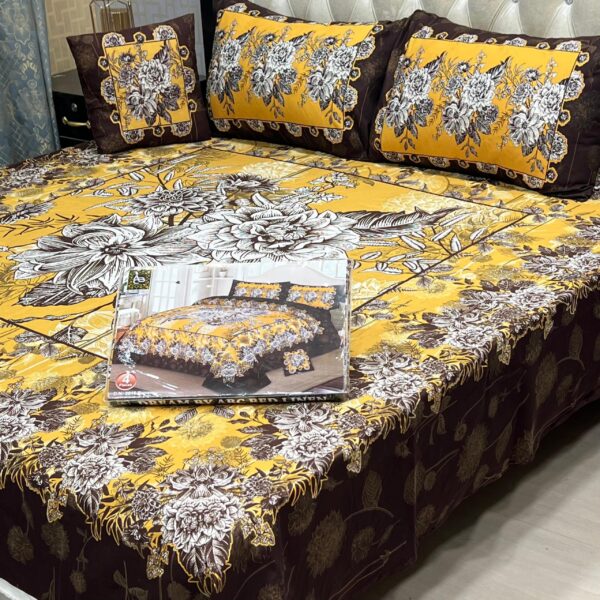 3D Panel Bed Sheet Set with Cushion & Pillow – Premium Crystal Cotton | OneBucket