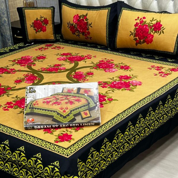 3D Panel Bed Sheet Set with Cushion & Pillow – Premium Crystal Cotton | OneBucket