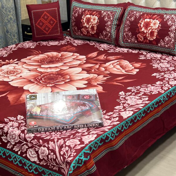 3D Panel Bed Sheet Set with Cushion & Pillow – Premium Crystal Cotton | OneBucket