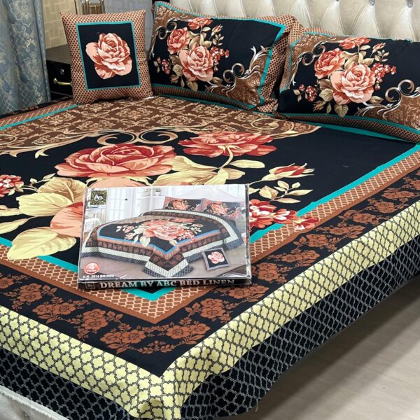 3D Panel Bed Sheet Set with Cushion & Pillow – Premium Crystal Cotton | OneBucket