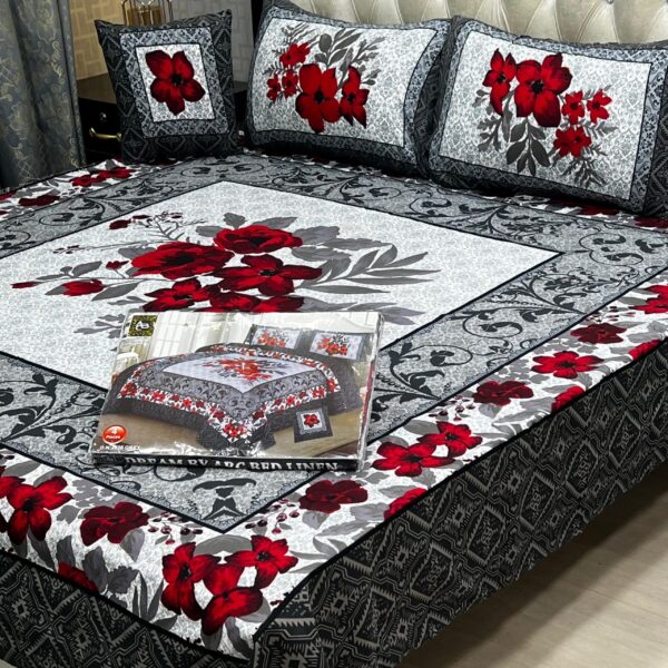 3D Panel Bed Sheet Set with Cushion & Pillow – Premium Crystal Cotton | OneBucket