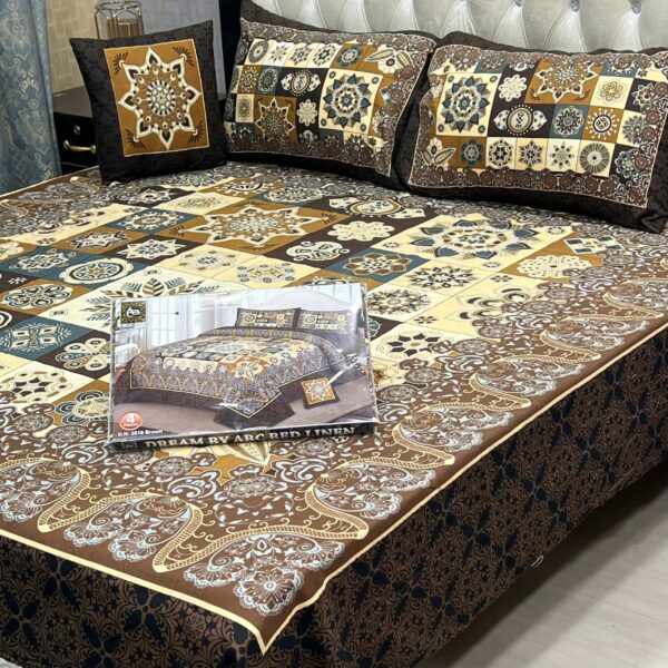 3D Panel Bed Sheet Set with Cushion & Pillow – Premium Crystal Cotton | OneBucket