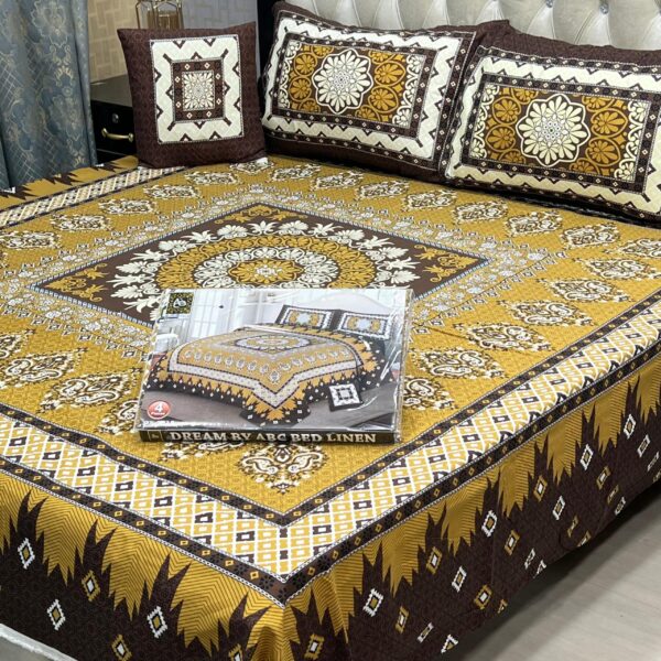 3D Panel Bed Sheet Set with Cushion & Pillow – Premium Crystal Cotton | OneBucket