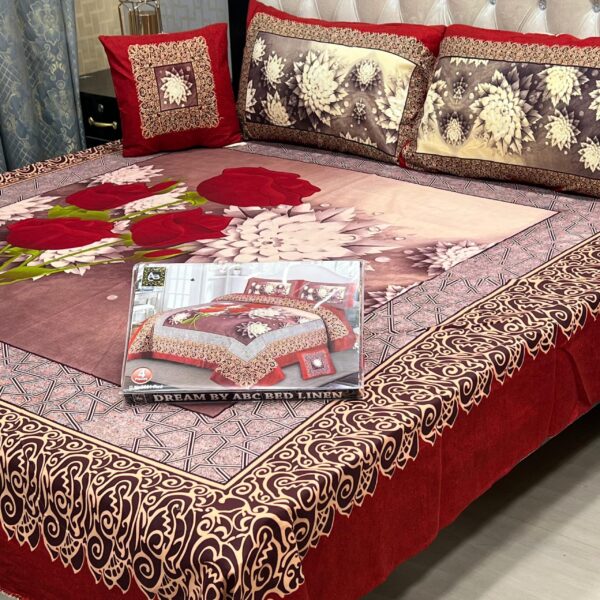 3D Panel Bed Sheet Set with Cushion & Pillow – Premium Crystal Cotton | OneBucket