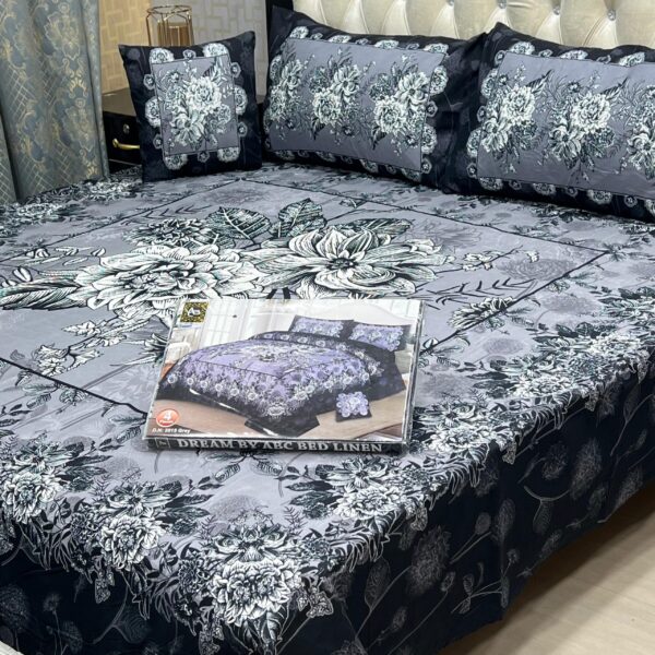 3D Panel Bed Sheet Set with Cushion & Pillow – Premium Crystal Cotton | OneBucket