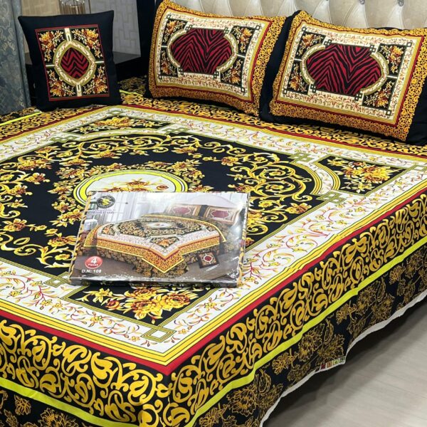 3D Panel Bed Sheet Set with Cushion & Pillow – Premium Crystal Cotton | OneBucket