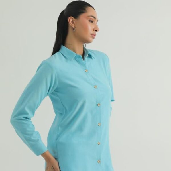 Classic Co-ord Set  turquoise colour  (cotton chambery)