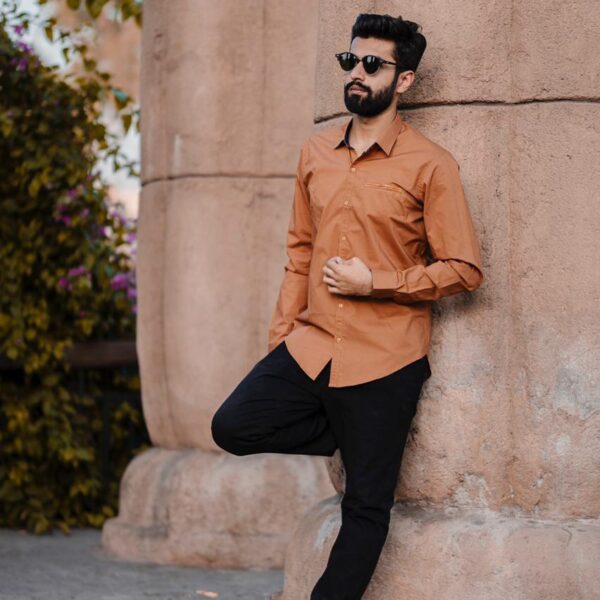 Elegant Men’s Formal Shirts – Perfect for Office & Occasions  Plain light brown  colour