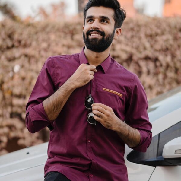 Elegant Men’s Formal Shirts – Perfect for Office & Occasions  Mehroon Plain colour