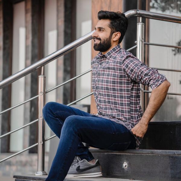 Elegant Men’s Formal Shirts – Perfect for Office & Occasions  Black and Red check colour